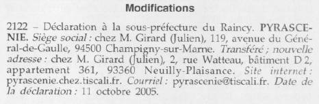 D&eacute;claration &agrave; la sous-pr&eacute;fecture 2005